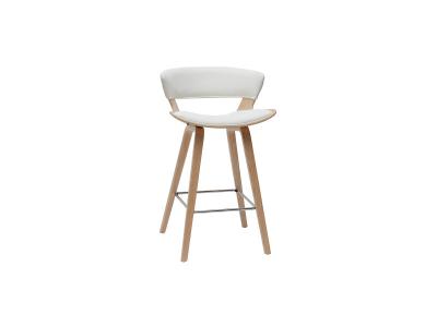 Miliboo - Tabouret de bar design blanc et bois clair H65 cm SYRAH