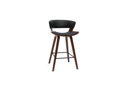 Miliboo - Tabouret de bar design noir et bois fonc&eacute; H65 cm SYRAH
