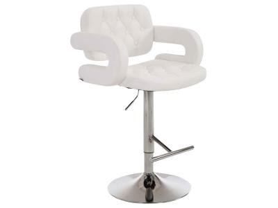 CLP - Tabouret de bar Dublin similicuir blanc M&eacute;tal chrom&eacute;
