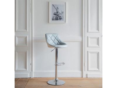 Tabouret de bar en simili cuir gris et blanc