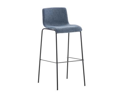 CLP Tabouret de bar Hoover Assise en Tissu - 4 Pieds en m&eacute;tal , Bleu/Noir 