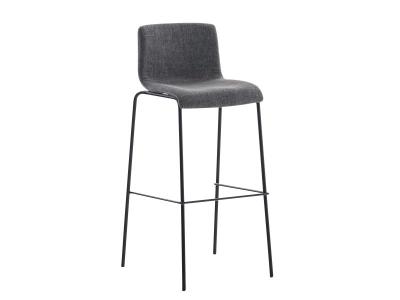 Tabouret de bar hoover assise en tissu - 4 pieds en m&eacute;tal , gris clair/noir