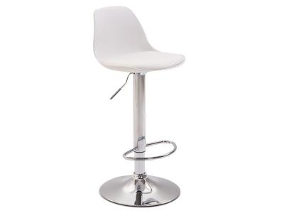 Tabouret de bar kiel similicuir et coque en plastique , chrome/blanc