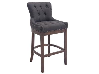 CLP Tabouret de bar Lakewood tissu Pi&egrave;tement antique , Gris fonc&eacute;