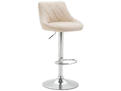 CLP Tabouret de bar Lazio en similicuir avec pied en m&eacute;tal , Cr&egrave;me