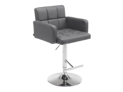 Tabouret de bar Los Angeles similicuir gris M&eacute;tal chrom&eacute;