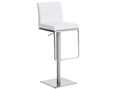 Tabouret de bar panama similicuir , blanc /acier inoxydable