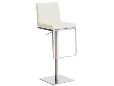 Tabouret de bar panama similicuir , cr&egrave;me/acier inoxydable