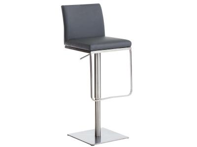 Tabouret de bar panama similicuir , gris/acier inoxydable