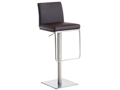 Tabouret de bar panama similicuir , marron/acier inoxydable