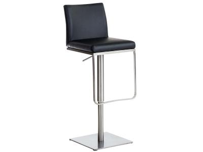 Tabouret de bar panama similicuir , noir /acier inoxydable