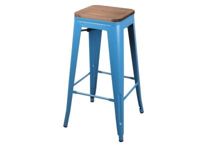 Urban Living - Tabouret de bar vintage Liv - H. 77 cm - Bleu