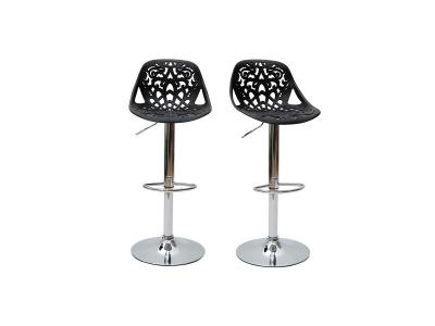 Tabourets de bar design avec motif baroque noir (lot de 2) BAROCCA
