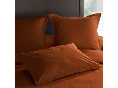 VENT DU SUD Taie de traversin en percale de coton couleur terre cuite - 43 x 190 cm