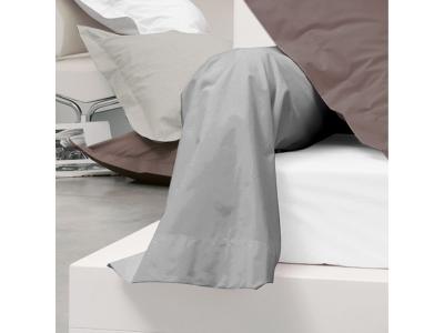 LINNEA Taie de traversin uni 100% coton alto 230x43 cm - Gris Alu