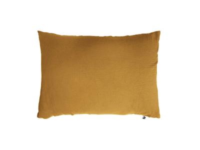GENERIQUE Taie d'oreiller double gaze de coton jaune safran 50x70 cm 