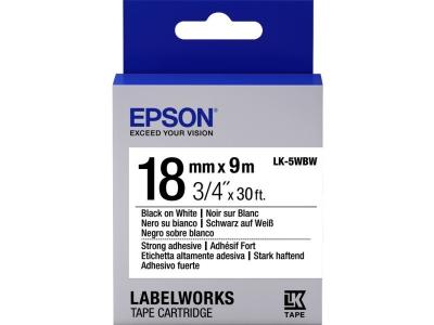 EPSON  LK-5WBW - Ruban adhesif fort 18mmx9m - Noir sur Blanc