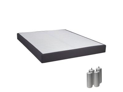 ALTOBUY TAPIKIT - Sommier Tapissier D&eacute;montable 2x20 Lattes 140x190cm Anthracite + Pieds Argent 15cm -