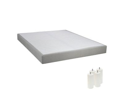 ALTOBUY Tapikit - sommier tapissier d&eacute;montable 2x20 lattes 140x190cm lin + pieds blancs 15cm