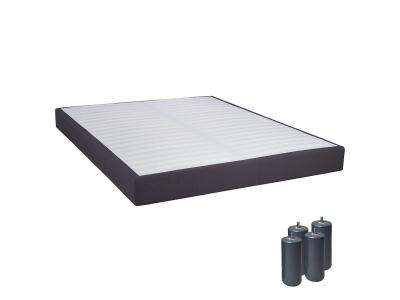 ALTOBUY TAPIKIT - Sommier Tapissier D&eacute;montable 2x20 Lattes 160x200cm Anthracite + Pieds Anthracites 15cm -