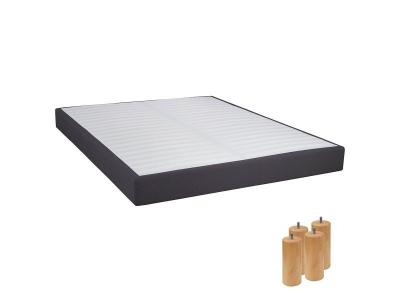 ALTOBUY Tapikit - sommier tapissier d&eacute;montable 2x20 lattes 160x200cm anthracite + pieds bois 15cm