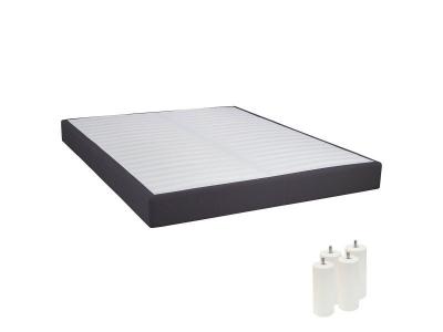ALTOBUY TAPIKIT - Sommier Tapissier D&eacute;montable 2x20 Lattes 160x200cm Anthracite + Pieds Blancs 15cm -