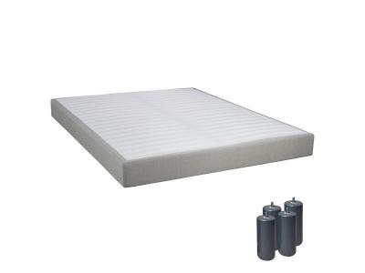 ALTOBUY Tapikit - sommier tapissier d&eacute;montable 2x20 lattes 160x200cm lin + pieds anthracites 15cm