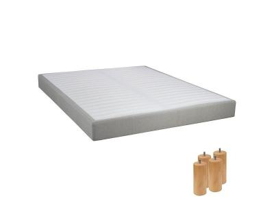 ALTOBUY TAPIKIT - Sommier Tapissier D&eacute;montable 2x20 Lattes 160x200cm Lin + Pieds Bois 15cm -