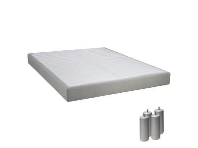 ALTOBUY Tapikit - sommier tapissier d&eacute;montable 2x20 lattes 160x200cm lin + pieds argent 15cm