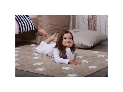 LORENA CANALS  Tapis enfant beige lavable en machine Stars 120 x 160