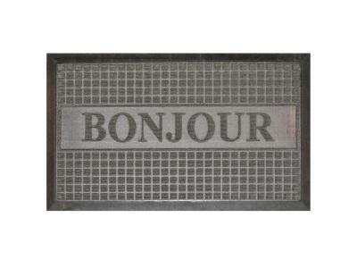 GENERIQUE SUPPRIMER Tapis rectangulaire - L 75 x 45 cm - PVC - Bonjour Gris