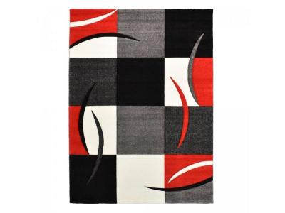 UNAMOURDETAPIS Tapis Chambre 80x150 Tiss&eacute; Rouge Rectangle Motif Damier Lyn8 Comma