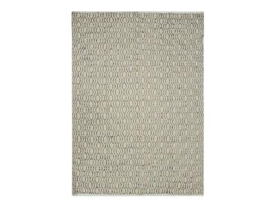 THEDECOFACTORY Tapis Terra - 120 x 170 cm - Bande g&eacute;om&eacute;triques blanc et sable