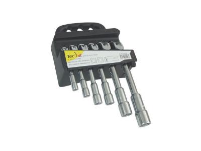 TECH IT ! TEC HIT 325506 - Jeu de 6 cl&eacute;s &agrave; pipe d&eacute;bouch&eacute;es - 8 &agrave; 19 mm - Argent