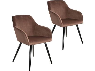 TecTake 2 Chaises MARILYN Design en Velours Style Scandinave - brun-noir