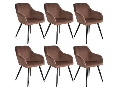 TecTake 6 Chaises MARILYN Design en Velours Style Scandinave - brun-noir