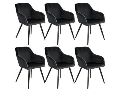 TecTake 6 Chaises MARILYN Design en Velours Style Scandinave - noir