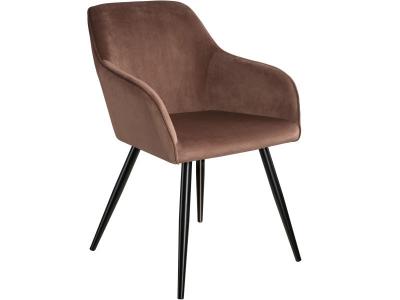 Tectake Chaise MARILYN Effet Velours Style Scandinave - brun-noir