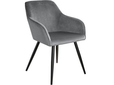 TecTake Chaise MARILYN Effet Velours Style Scandinave - gris/noir