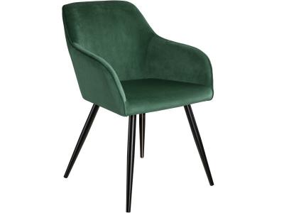 Chaise marilyn effet velours style scandinave vert fonc&eacute;/noir