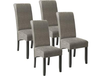 Tectake lot de 4 chaises aspect cuir - gris marbr&eacute; 403628