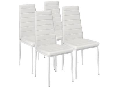 Tectake lot de 4 chaises avec surpiq&ucirc;re - blanc 401845