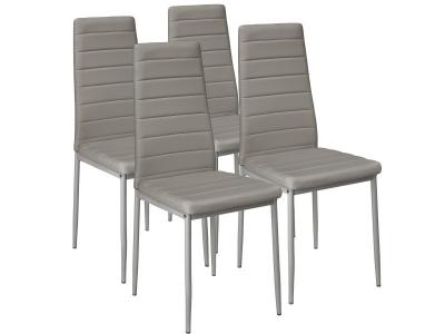 Tectake lot de 4 chaises avec surpiq&ucirc;re - gris 401846