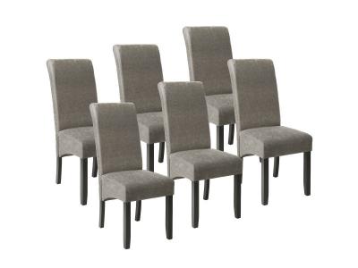 Tectake lot de 6 chaises aspect cuir - gris marbr&eacute; 403629