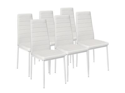 Tectake lot de 6 chaises avec surpiq&ucirc;re - blanc 401850