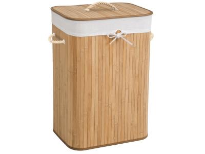 TECTAKE  Panier &agrave; linge bambou rectangulaire - 72 L - beige