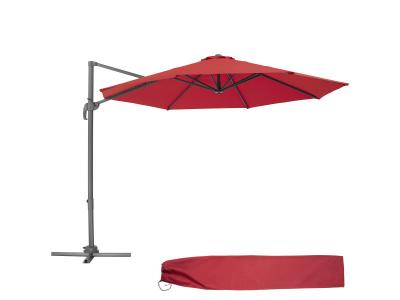 TECTAKE Parasol DARIA 300 cm avec pied d&eacute;port&eacute; et housse de protection rouge