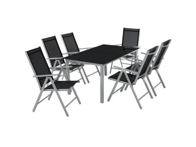 TECTAKE  salon de jardin aluminium 6 places - gris clair 402167