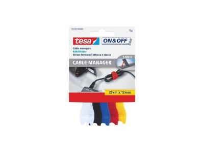 TESA  - organisateur de c&acirc;bles x 5 couleurs assorties BD-410113