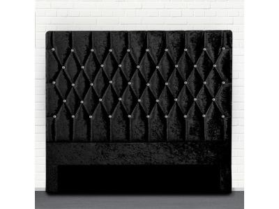 MEUBLER DESIGN T&ecirc;te de lit capitonn&eacute;e velours noir avec strass focci 140 cm
